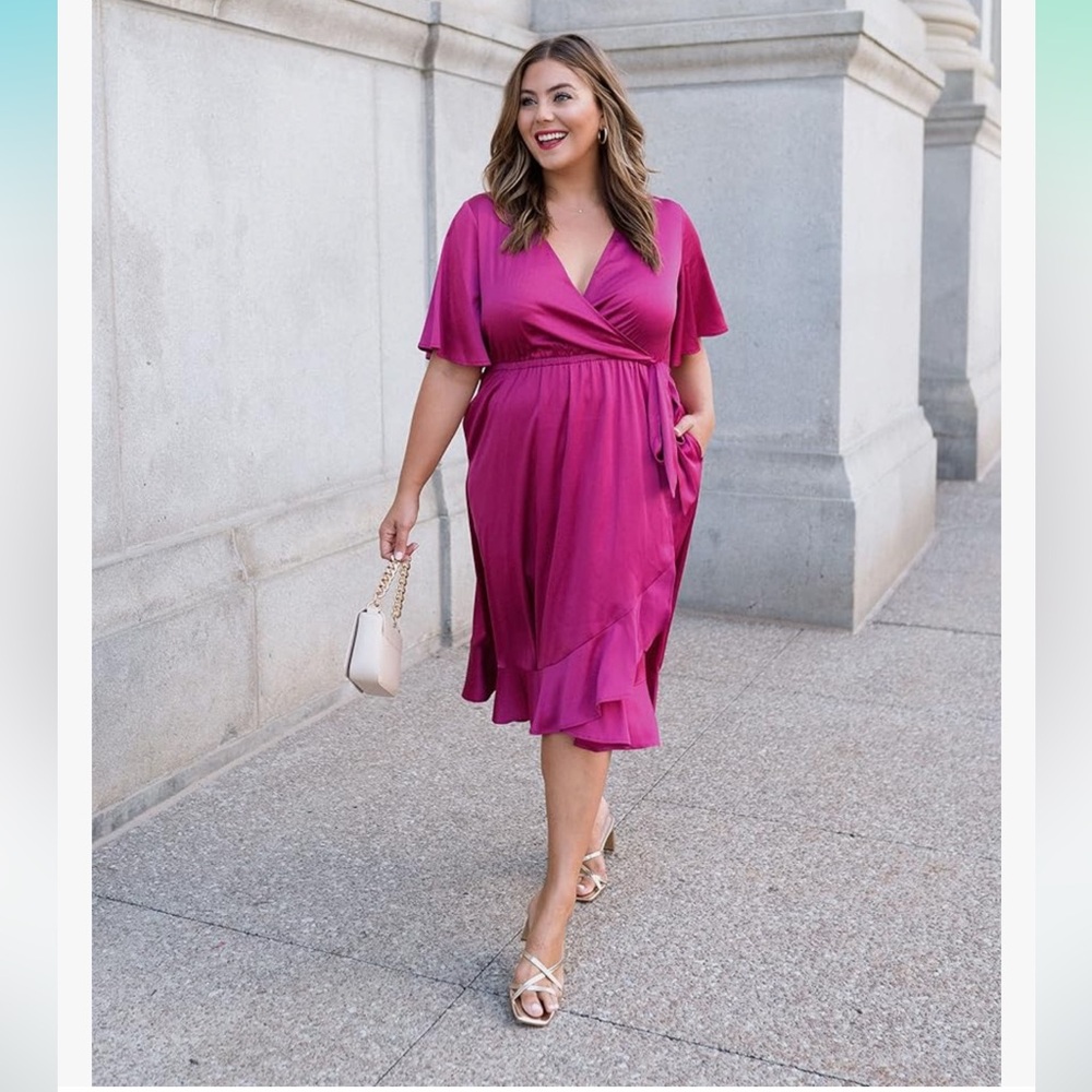Pink faux wrap dress